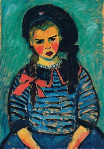 Tyttö, jolla on punainen jousi; Tyttö punaisella nauhalla, 1911 tekijältä Alexej von Jawlensky