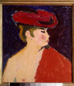 Le chale rouge Aleksei von Javlenskyn maalaus (Alexi von Jawlensky, Alexej von Javlenski) (1864-1941) 1900-luvun München. Stangl galleria tekijältä Alexej von Jawlensky