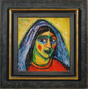 Manola violetin hunnun kanssa (pahvi) tekijältä Alexej von Jawlensky