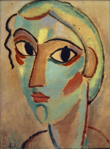 Mystinen pää: tytön pää (toisella puolella) tekijältä Alexej von Jawlensky