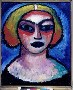 ""Tete de femme"" (Naisen pää) Peinture de Alexei von Javlensky (1864-1941) 1912 Koko 61x51 cm Öljy pahville Valtionmuseot, Berliini tekijältä Alexej von Jawlensky
