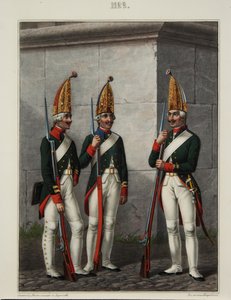 Preobraženskin, Semenovskin ja Izmailovskin rykmentin kranaatierit 1796-1797, 1840-luku tekijältä Alexey Gavrilovich Petrovsky