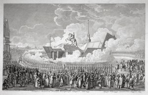 Pietari Suuren ratsastuspatsaan avajaiset Senaatintorilla Pietarissa vuonna 1782, alku 1. tekijältä Alexey Kupriyanovich Melnikov