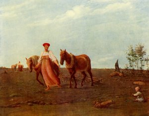 Kynnetyllä pellolla. Kevät, 1820-luku, 1965.