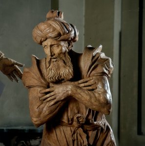 Nikodemus, yksityiskohta Kristuksen valitusta, Siunatun Aldrovandin kappelissa (terrakotta) tekijältä Alfonso Lombardi