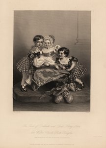 Earl of Dalkeith (William Henry), Henry John ja Walter Charles Scott Douglas, Buccleuchin 5. herttuan poika, 7. Queensberryn herttua. Kaksi poikaa pukeutuu tartaanimekkoihin, joissa on nauhoja, nuorin konepellissä ja satiinimekossa. Teräskaiverrus H. Cook 