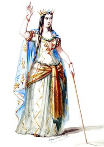 Halévy - La magicienne - Alfred Albertin pukumallit - 19. Mélusine, Lusignanin kreivitär, 1. puku (retusoitu) tekijältä Alfred Albert
