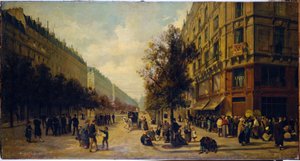 Schlange vor einem Lebensmittelgeschäft (Ecke Rue Réaumur und Boulevard Sébastopol) im November 1870, 1871