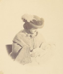 [Vinjetoitu muotokuva, nainen pitelee vauvaa], 1850-60-luku.