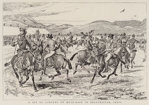 Sarja lansseja Mule-Backissa Beluchistanissa, Intiassa tekijältä Alfred Chantrey Corbould