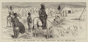 Zulusota, Dabulamanzi, kuninkaan velipuoli, ja hänen apulaisensa ja leiriavustajansa tekijältä Alfred Chantrey Corbould