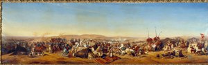 Algerian valloitus (1830-1847): Aumalen herttua Taguinissa vangitsee Abd el Kaderin (Abd-el-Kader tai Ibn Muhyi al-Din al-Hasani) (1807-1883) Smalan (Smalan) tekijältä Alfred Charles Ferdinand Decaen