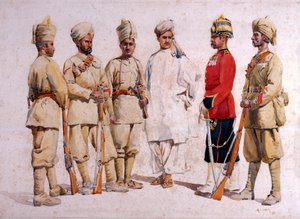 Soldiers of the 19th Punjabis Afridi of Tirah, kuvitus "Armies of India":lle majuri G.F. MacMunn, julkaistu 1911, 1909 tekijältä Alfred Crowdy Lovett