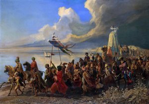 Pyhiinvaellus Saudi-Arabian Mekan kaupungin niin sanotuille pyhille paikoille - Hajj - maalaus Alfred (Edme-Alexis-Alfred) DEHODENCQ (1822-1882) - yksityinen kokoelma -