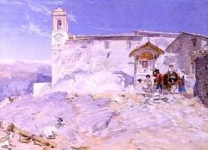 Sta Rocco, Olevano (akvarelli paperille)
