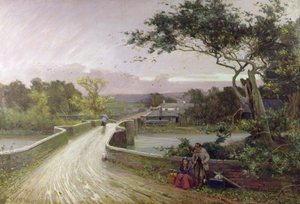Newby Bridge, Windermere (öljy kankaalle) tekijältä Alfred East