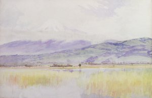 Fuji-San, n. 1889 (akvarelli paperille) tekijältä Alfred East