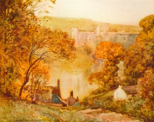 Chepstow Castle, On The Wye, vuodelta 1910 tekijältä Alfred East