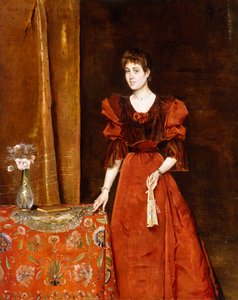 Elegantti nainen pitelee tuuletinta, 1893 tekijältä Alfred Emile Stevens
