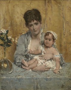 Äiti ja lapsi, n. 1875–1880 tekijältä Alfred Emile Stevens