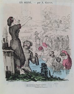 Uimarit Seinen Bougivalissa, Le Petit Journal Pour Rire, n. 1860 tekijältä Alfred Grevin