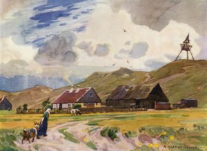 Tanska: Gamla Skagen (väri litho) tekijältä Alfred Heaton Cooper