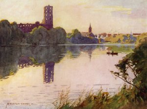 Tanska: Koldinghusin linna, North Schleswig (väri litho) tekijältä Alfred Heaton Cooper