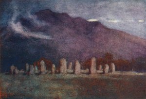 Lake District: Keswickin lähellä, kuunvalossa (värilitro). tekijältä Alfred Heaton Cooper