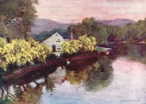 Lake District: Newby Bridge, Windermere (värilitro). tekijältä Alfred Heaton Cooper