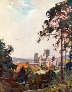 Wellsin katedraali, Torista (väri litho) tekijältä Alfred Heaton Cooper