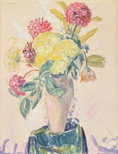 Zinnias, n. 1926 (wc, guassi ja hiili paperilla) tekijältä Alfred Henry Maurer