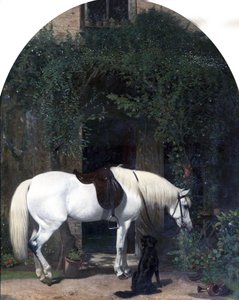 Valkoinen hevonen ja noutaja tekijältä Alfred Hichens Corbould