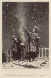 Vathek ja Carathi neuvovat planeettoja (etsaus) tekijältä Alfred Holst Tourrier
