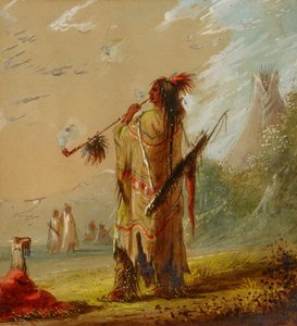 Shoshonee Intian tupakointi, n. 1860-luku.