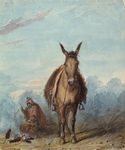 Ansastaja yksinleirillä, n. 1837 (akvarelli paperille) tekijältä Alfred Jacob Miller