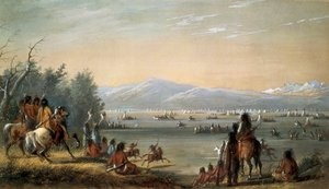 Intiaanikylä. Alfred Jacob Millerin (1810-1874) teos tekijältä Alfred Jacob Miller