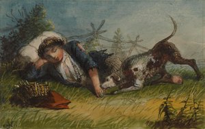 Kerjäläispoika ja hänen koiransa tekijältä Alfred Jacob Miller