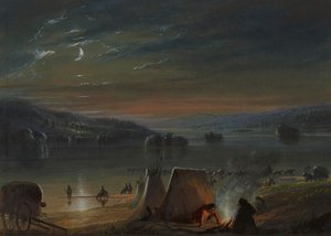 Joen ylitys: kuutamo tekijältä Alfred Jacob Miller