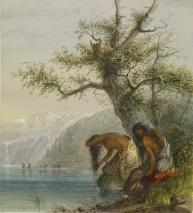 Intiaanin pukeutuminen tekijältä Alfred Jacob Miller