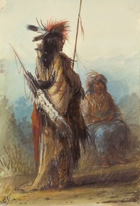 Shoshones, Green River, n. 1837 (lyijykynä, kynä ja muste ja pesu paperille) tekijältä Alfred Jacob Miller