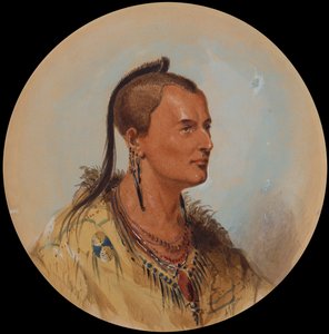 Sioux Brave, n. 1837 (kynä, akvarelli ja guassi paperille) tekijältä Alfred Jacob Miller