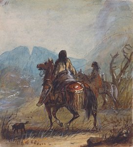 Sioux Women, Cut Rocks in the Distance, n. 1837 (kynä, akvarelli ja guassi paperille) tekijältä Alfred Jacob Miller