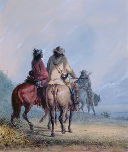 Majavanmetsästykseen alkavat metsästäjät, 1837 (wc ja guassi paperilla)