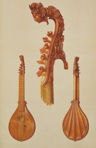 Antonio Stradivariuksen (n. 1644-1737) valmistama sitruuna 1700, kappaleesta "Musical Instruments" (värillinen lito)