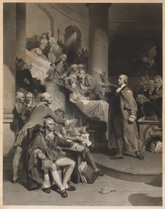 Patrick Henry pitämässä juhlapuheensa House of Burgessesissä Virginiassa tekijältä Alfred Jones