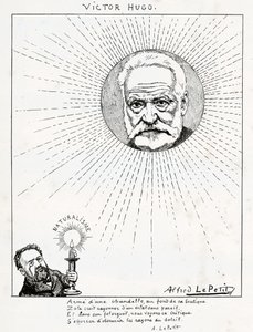 Karikatyyri Victor Hugosta ja Emile Zolasta, n. 1875-1880 (kaiverrus)