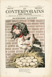 Kansi "" Les Contemporains"", numero 9, satiirinen väreissä: Alphonse Daudet - Kirjallisuus - Houle, Daudet Alphonse - kuvitus Alfred Le Pepetit (1841-1909) tekijältä Alfred Le Petit