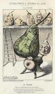 La Peire: Sarjakuva Thiersista - ill. 14/02/1871, kirjoittanut Alfred Le Petity, teoksessa "Päivän kukat, hedelmät ja vihannekset"". tekijältä Alfred Le Petit