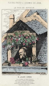 Le Peas de Fragreur: karikatyyri Jules Simonista (1814 - 1896) - ill. 12.1.187 alkaen "Päivän kukat, hedelmät ja vihannekset" tekijältä Alfred Le Petit