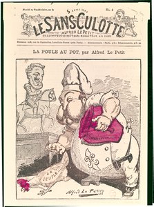 "Le Poule au Pot", karikatyyri Henri Charles Ferdinand Marie Dieudonnesta (1820-83) Chambordin kreivi, "Le Sans-Culotte", 1879